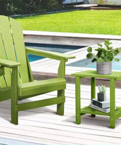 Adirondack 2-Tier Small Patio End Table HDPE Weather Resistant Material Easy Assembly for Beach Dining Application for Poolside