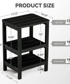 Alternative view of 3-Tier Adirondack Side Table for Outdoor Patio Retro Black HDPE Rectangle Table for Backyard Garden or Balcony