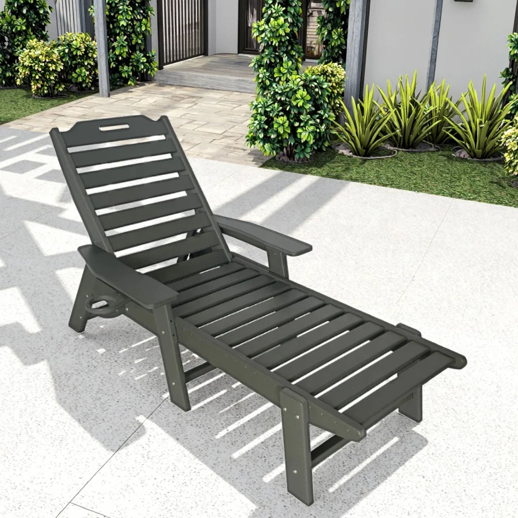 Modern HDPE Design Outdoor Recliner Chair Durable Portable Deck Chair for Patio Pool Courtyard or Villa with Aluminum Frame - Image 5