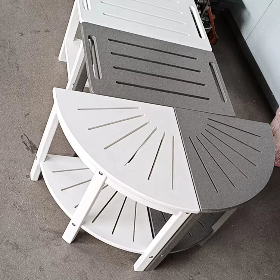 Modern Style Seat HDPE Bathroom Stool Corner Foot Rest with Storage Shelf for Bedroom and Living Room - Image 2