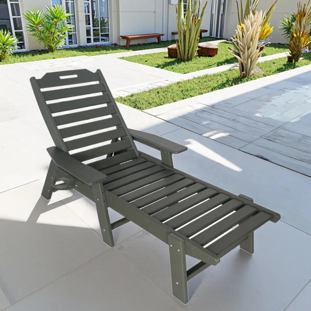 Modern HDPE Design Outdoor Recliner Chair Durable Portable Deck Chair for Patio Pool Courtyard or Villa with Aluminum Frame - Image 2