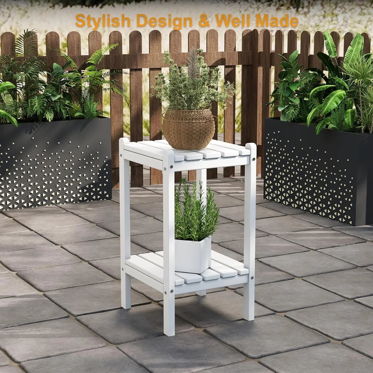 Adirondack Patio Side Table All-Weather HDPE Outdoor End Table for Porch Deck Pool-Easy Maintenance - Image 2