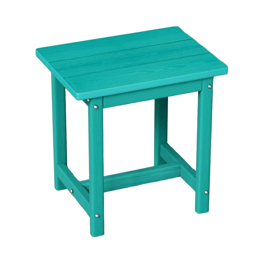 Lake Blue Adirondack Side Table Small Outdoor HDPE Table Weather-Resistant for Patio Porch Deck Pool-Wood Panel Style