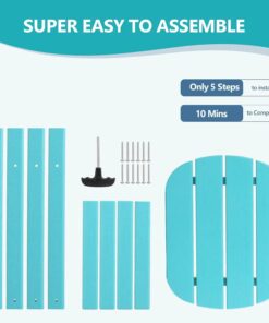 Alternative view of HDPE Outdoor Adirondack Side Table HDPE for Patio Composite Patio Backyard Weather Resistant Aruba Blue