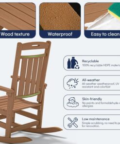 Alternative view of All-Weather Resistant Oversized Outdoor Rocking Chair HDPE Heavy Duty Patio Rockers High Back HDPE Modern Style Garden