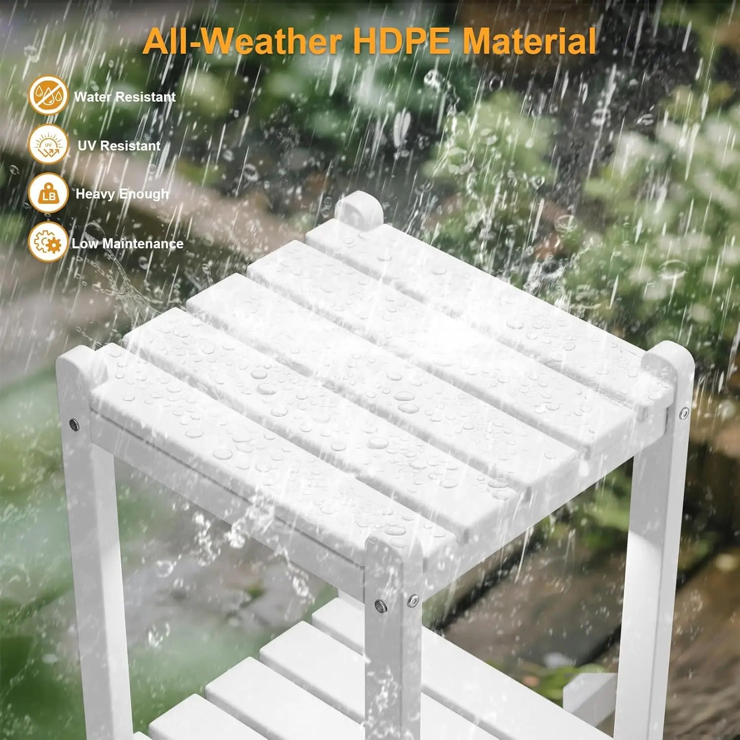 Adirondack Patio Side Table All-Weather HDPE Outdoor End Table for Porch Deck Pool-Easy Maintenance - Image 3
