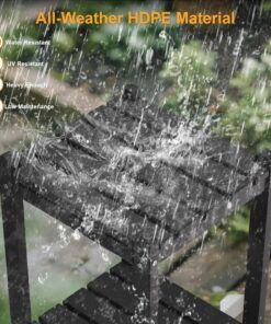 26-Inch Tall Black Adirondack Patio Side Table All-Weather HDPE Easy Maintenance for Outdoor Deck Porch Balcony Pool