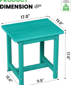 Alternative view of Lake Blue Adirondack Side Table Small Outdoor HDPE Table Weather-Resistant for Patio Porch Deck Pool-Wood Panel Style