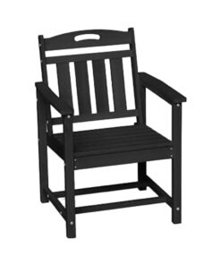 Modern Style All-Weather Durable HDPE Patio Dining Chair Black Table Set for Garden Lawn Poolside or Outdoor Porch Furniture