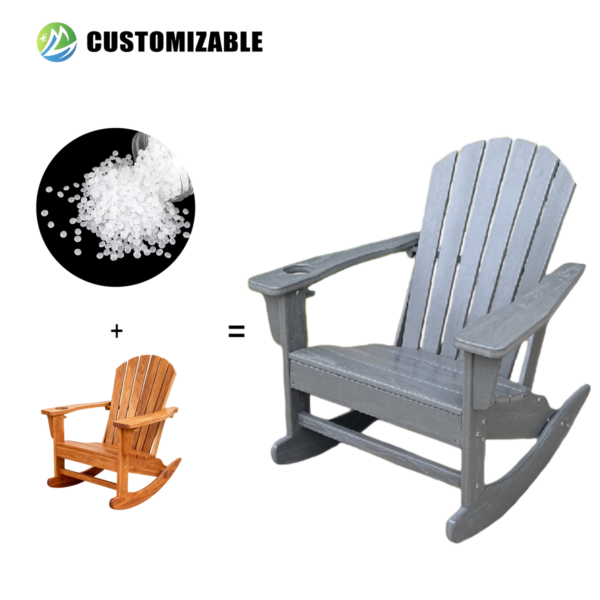 MEISEN Black All-Weather Resistant HDPE Heavy Duty Oversized High Back Rocking Chair Patio Rockers Modern Style