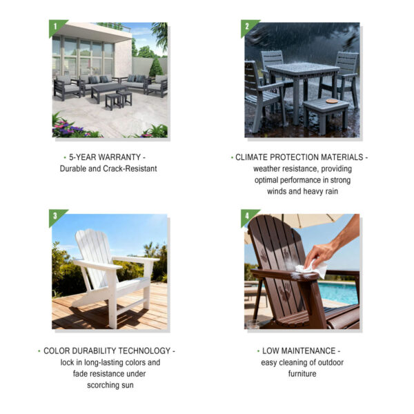 MEISEN Modern Design Adirondack Frog Chair for Kids Durable Waterproof HDPE Outdoor Recliner Beach Balcony Lounge