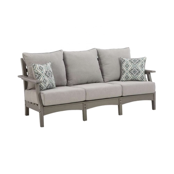 Outdoor HDPE Grey Sofa With Cushion Patio Open-air Balcony Waterproof UV Resistant Hotel B&B Garden Outdoor Furniture