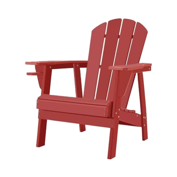 Classic Red HDPE All-Weather Adirondack Chairs Versatile Outdoor Furniture for Patio Garden Fire Pit Use