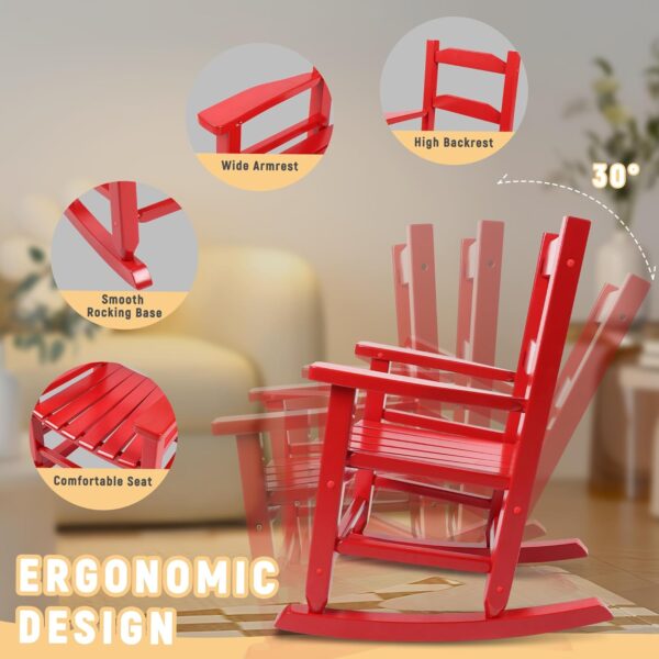 Comfortable Red Indoor/Outdoor HDPE Rocking Chair for Kids