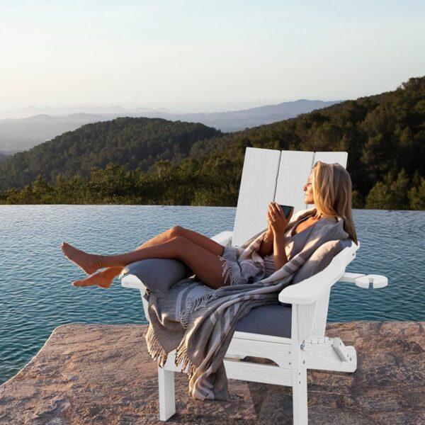 Modern Adirondack Chair White HDPE Living Room Folding Outdoor Use