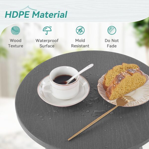 HDPE Gray Outdoor Side Table Weather-Resistant Patio Porch Deck End Table Coffee Tables for Living Room Bedroom Plant Stand