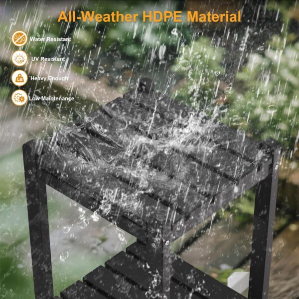 26-Inch Tall Black Adirondack Patio Side Table All-Weather HDPE Easy Maintenance for Outdoor Deck Porch Balcony Pool