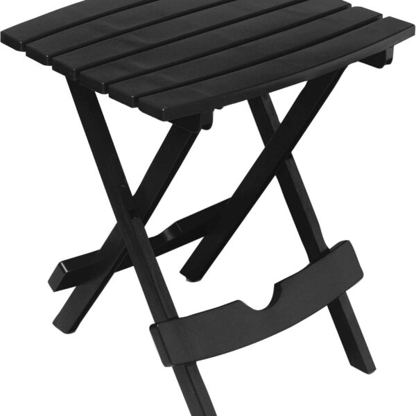 Side Table Modern Black Outdoor Furniture Foldable HDPE with Wood-Style Panel Design