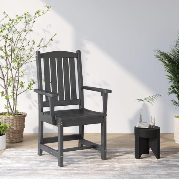 Outdoor HDPE Dining Chair Patio Chairs Armrest All-Weather Durable Grey Furniture for Garden Backyard Lawn
