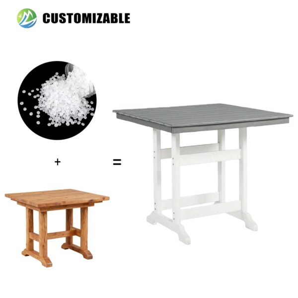 HDPE Recycled Plastic Modern Durable Outdoor Furniture Table Wood-Style Design School Hotel Park Use UV-Resistant Waterproof