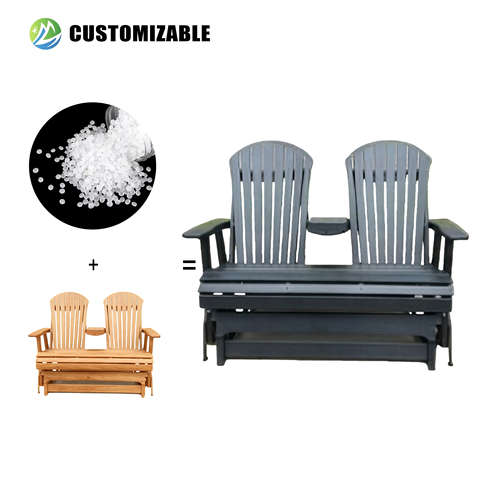 MEISEN Modern HDPE Adirondack Chair Recliner Casual for Beach Villa Courtyard Outdoor Gliding Tandem Durable Waterproof