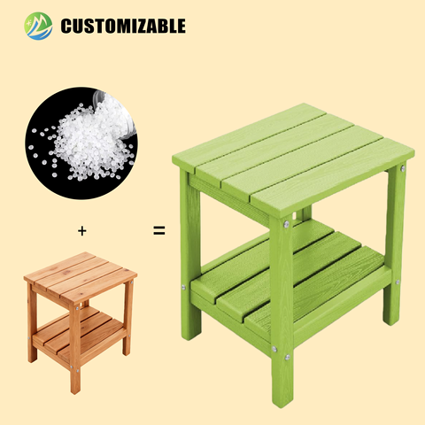 MEISEN Adirondack 2-Tier Small Patio End Table Modern Design Durable HDPE Weather Resistant UV-Resistant Easy Hotel Hospital