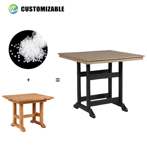 All-Weather HDPE Plastic Modern Outdoor Table with Wood-Like Finish Durable for Beaches Schools & Street Cafs