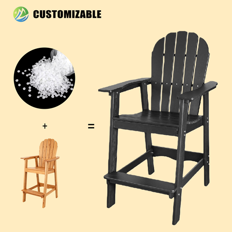 MEISEN Modern Tall Durable Weather-Resistant HDPE Bar Stool with 350-lbs Capacity for Balcony Deck Outdoor Use Recycled Material