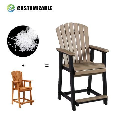 MEISEN M211-124 Modern Adirondack Chair-Durable Waterproof HDPE Outdoor Furniture for Courtyard & Park Use High Bar Chair