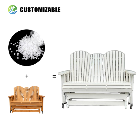 MEISEN M108-835 Modern Style HDPE Adirondack Chair Outdoor Gliding Tandem Chairs Waterproof Durable Balcony Park Garden