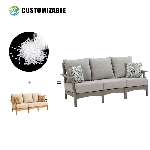 Outdoor HDPE Modern Durable Sofa with Cushion Patio Open-air Balcony Waterproof UV Resistant Hotel B&B Garden Furniture
