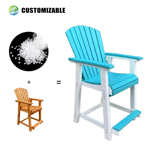 MEISEN M208-124 Modern Waterproof HDPE Adirondack Chair for Outdoor Use in Courtyard and Exterior
