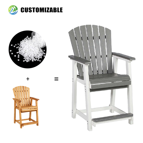 MEISEN Modern Adirondack Bar Chair Waterproof HDPE Durable Portable Outdoor Furniture for Courtyard Exterior Park & Garden