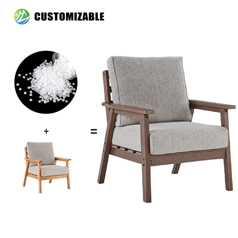 MEISEN M420-820 HDPE Outdoor Wood Grain Lounge Chair Sofa Combination Waterproof & Durable for Patio Garden Hotel Use