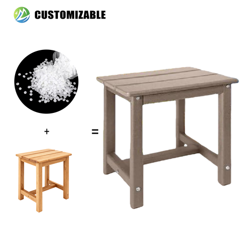 MEISEN HDPE Modern Adirondack Square Side Table One-Tier Outdoor Patio Pool Porch Backyard Waterproof Durable Furniture