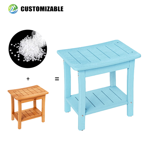 MEISEN M012-710 Modern OEM HDPE Furniture Bench Stool with Shaving Legs Waterproof Outdoor Seat with Storage Shelf