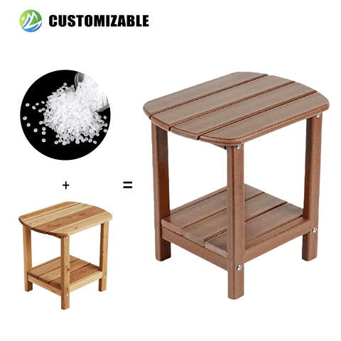 MEISEN Adirondack HDPE Durable Portable Outdoor Side Table Square 2-Tier Patio Furniture Weatherproof All-Weather