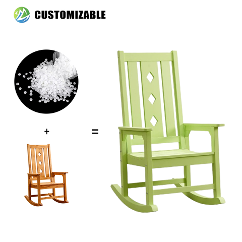 MEISEN Modern Wood-like HDPE All-Weather Light Weight Resistant 350lbs Capacity Outdoor Rocking Chair for Adults Lawn Garden