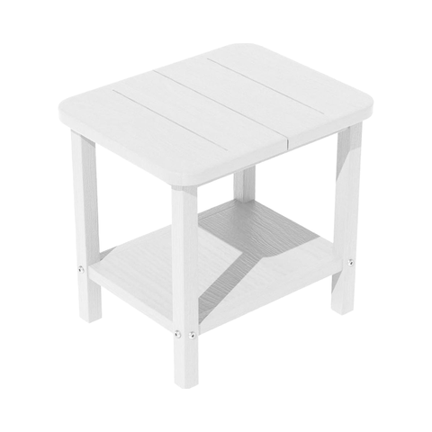White HDPE Adirondack End Table Double Patio Side Table for Outdoor Dining Hospital Warehouse HDPE Furniture