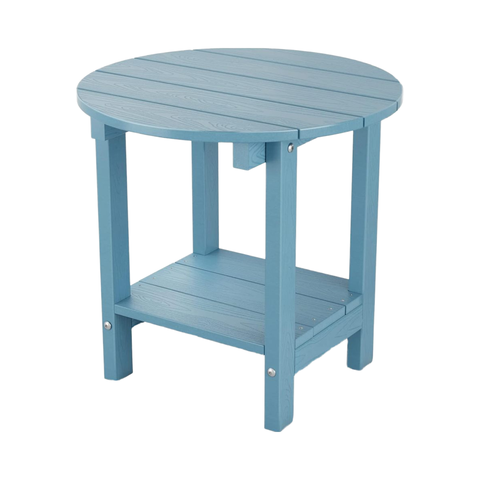 Adirondack Side Table Storage Shelf 2-Tier HDPE Patio Chairside End Table for Outdoor Balcony Lawn Backyard
