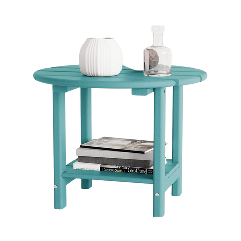 Outdoor 18" Small Side Table Adirondack End Table 2 Tiers All Weather HDPE Water for Patio
