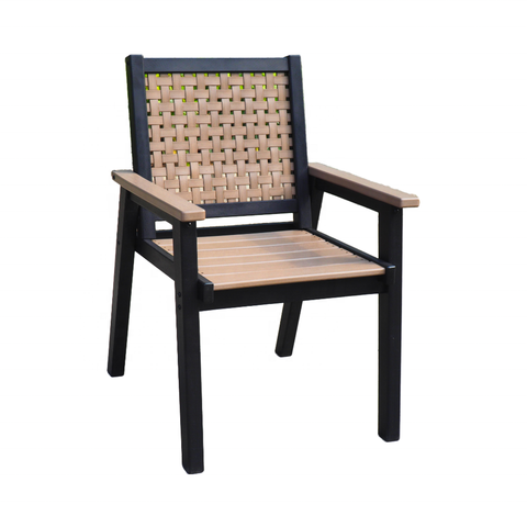 Modern Minimalist HDPE Arm Chair Rattan Chair for Outdoor Dining for Garden Bedroom Living Room School Park Villa or Courtyard