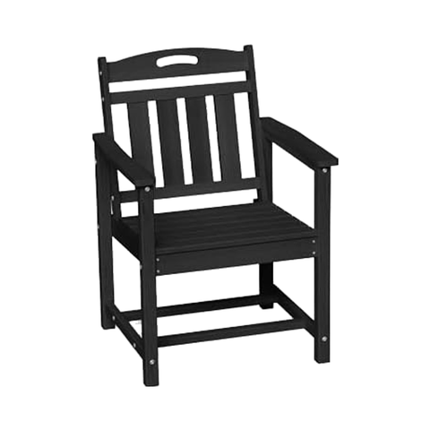 Modern Style All-Weather Durable HDPE Patio Dining Chair Black Table Set for Garden Lawn Poolside or Outdoor Porch Furniture