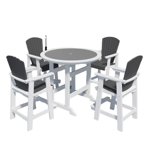 Outdoor Dining Table and Chair Set of 5 HDPE Patio Furniture Bar Table & Tall Adirondack Chairs HDPE Material