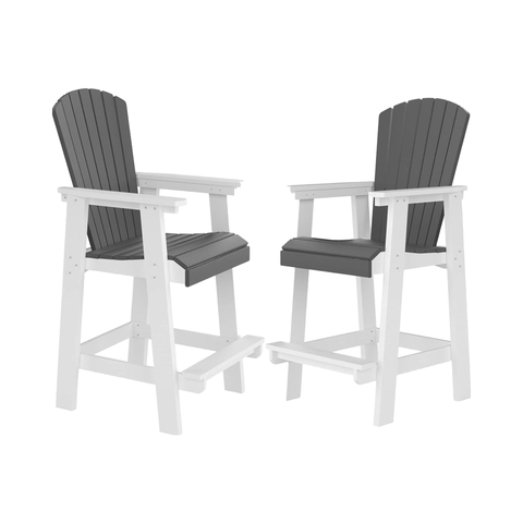 Outdoor Tall Adirondack Chairs HDPE Bar Chair High Back White + Gray Patio Dining Hotel HDPE Comfortable Stylish