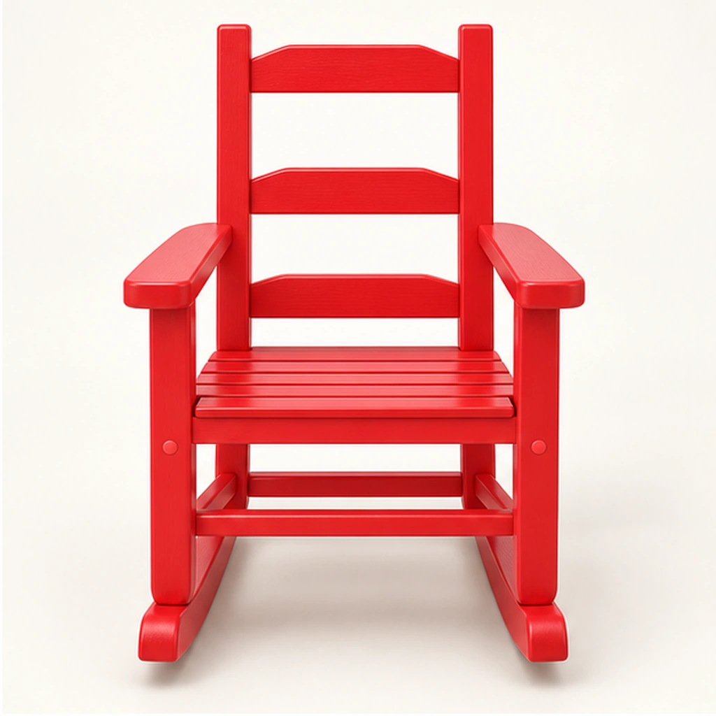 Red Kids HDPE Rocking Chair — Front elevation