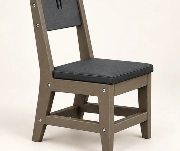 Cushioned HDPE Outdoor Dining Chair — Front-left three-quarter view
