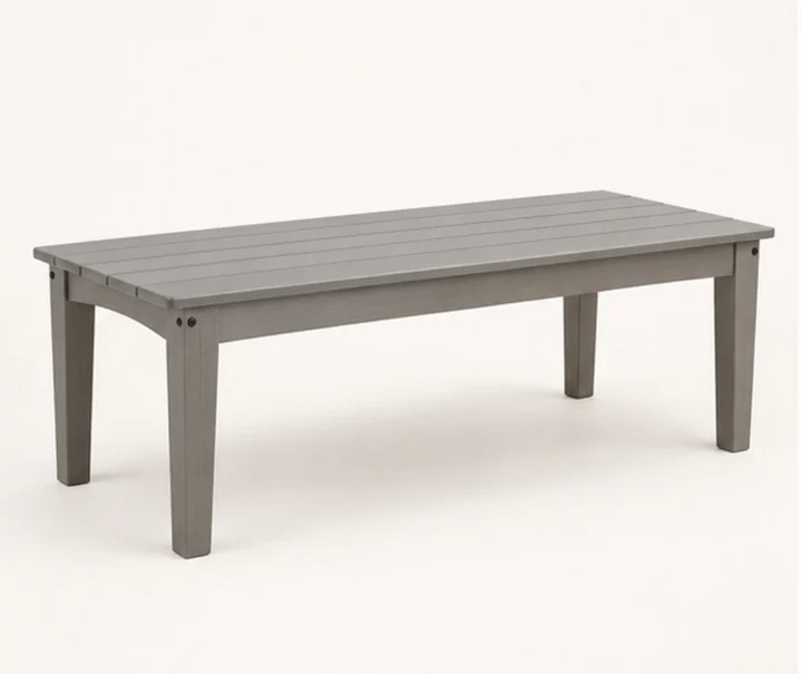 Rectangular Wide-Slat HDPE Outdoor Coffee Table — Front-left three-quarter view