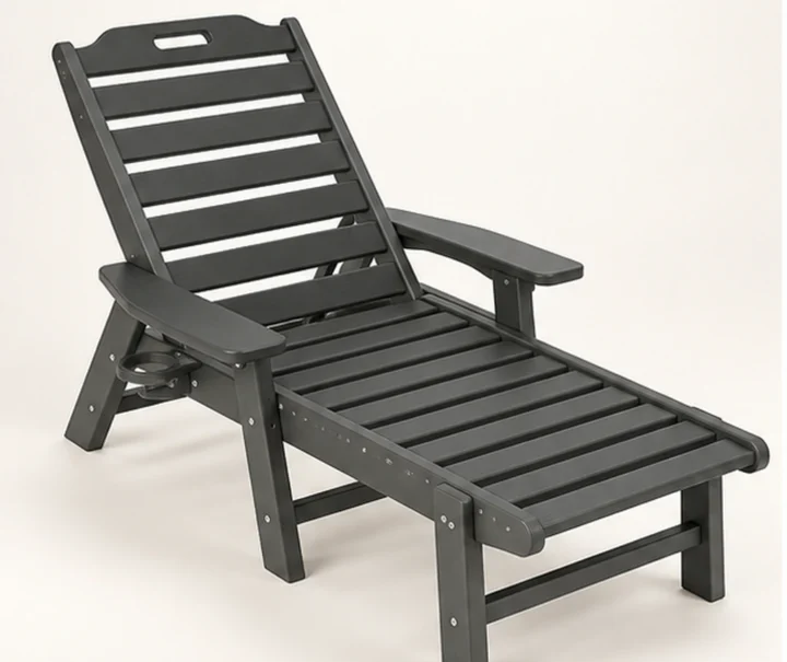 Adjustable Outdoor Reclining Chaise Lounge — Front-left three-quarter view
