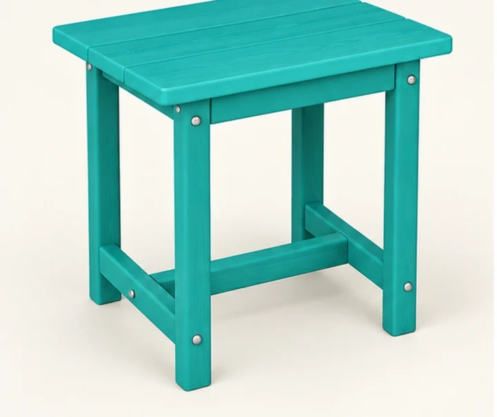 Three-Board HDPE Outdoor Side Table — Front-left three-quarter view